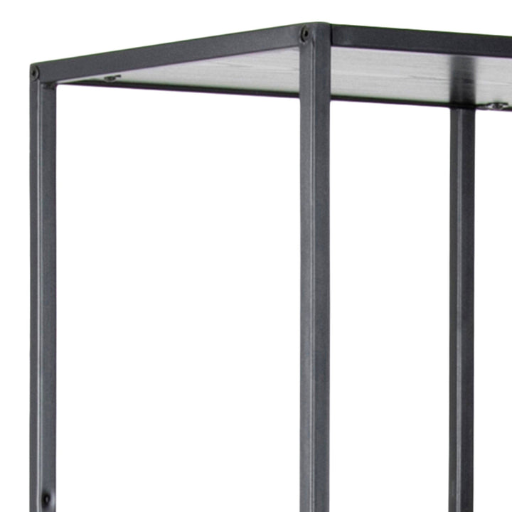 Seaford Tall Black Metal Bookcase with 5 Black Shelves - TidySpaces