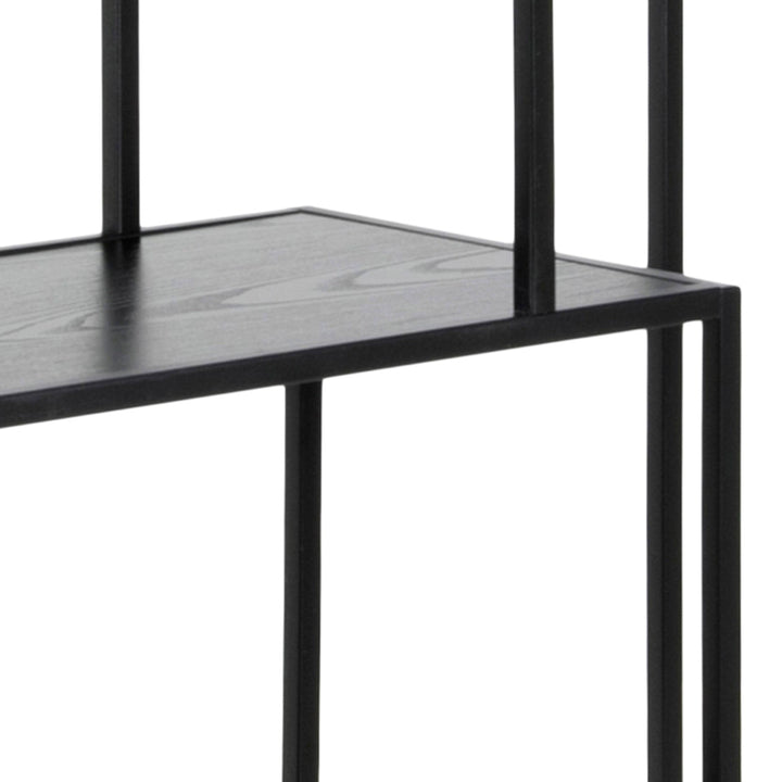 Seaford Tall Black Metal Bookcase with 5 Black Shelves - TidySpaces
