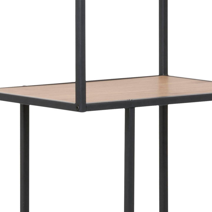 Seaford Tall Black Metal Bookcase with 5 Oak Shelves - TidySpaces