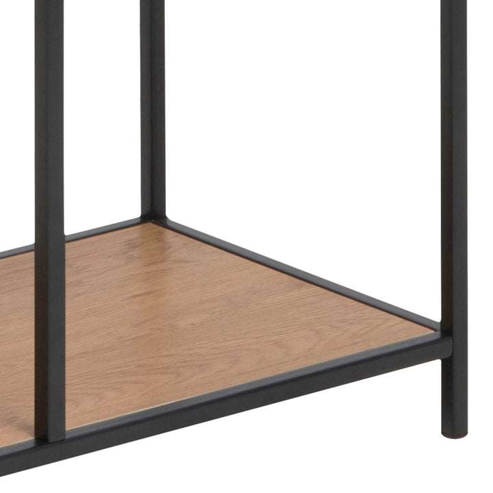 Seaford Tall Black Metal Bookcase with 5 Oak Shelves - TidySpaces