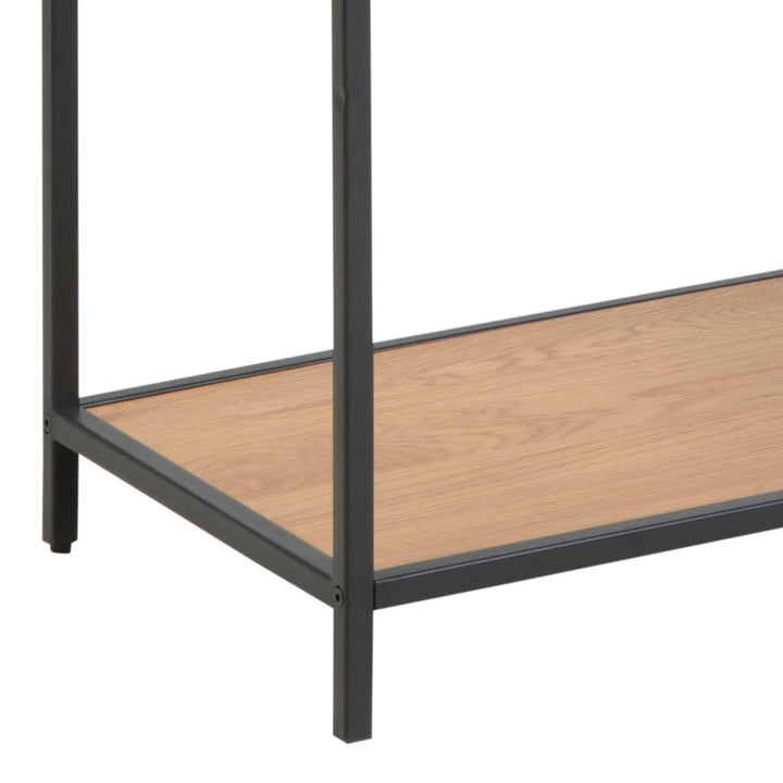 Seaford Tall Black Metal Bookcase with 5 Shelves in Oak - TidySpaces
