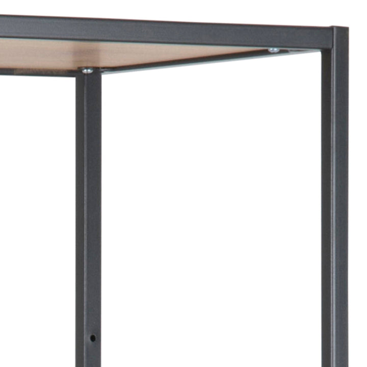 Seaford Tall Black Metal Bookcase with 5 Shelves in Oak - TidySpaces