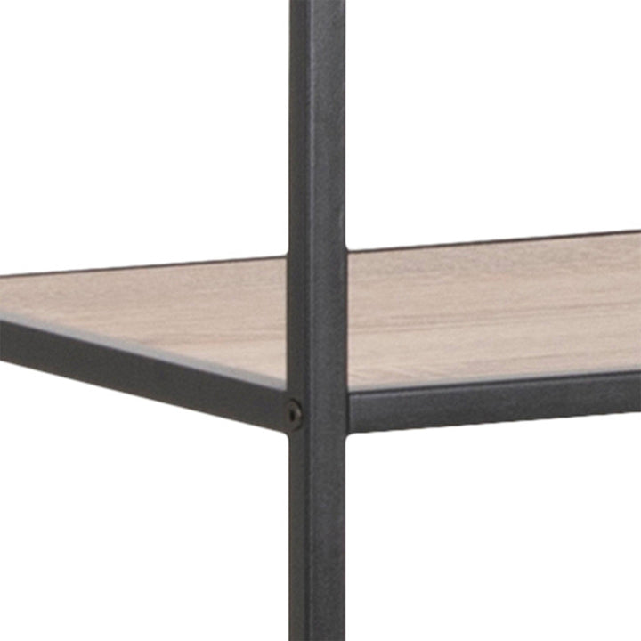 Seaford Tall Black Metal Bookcase with 5 Sonoma Oak Shelves - TidySpaces