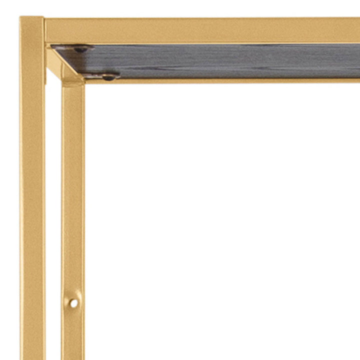Seaford Tall Gold Metal Bookcase with 5 Black Shelves - TidySpaces
