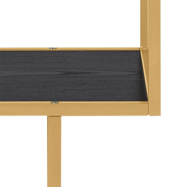 Seaford Tall Gold Metal Bookcase with 5 Black Shelves - TidySpaces