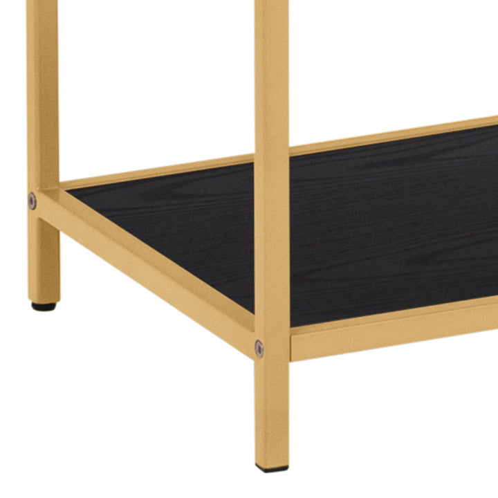 Seaford Tall Gold Metal Bookcase with 5 Black Shelves - TidySpaces