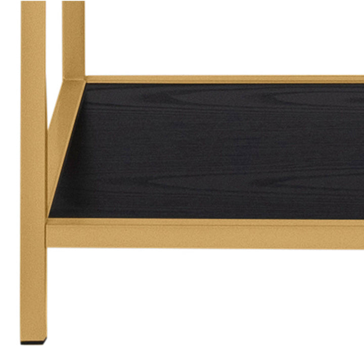 Seaford Tall Gold Metal Bookcase with 5 Black Shelves - TidySpaces