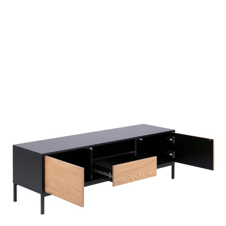 Seaford TV Unit 2 Doors 1 Drawer in Black & Oak - TidySpaces