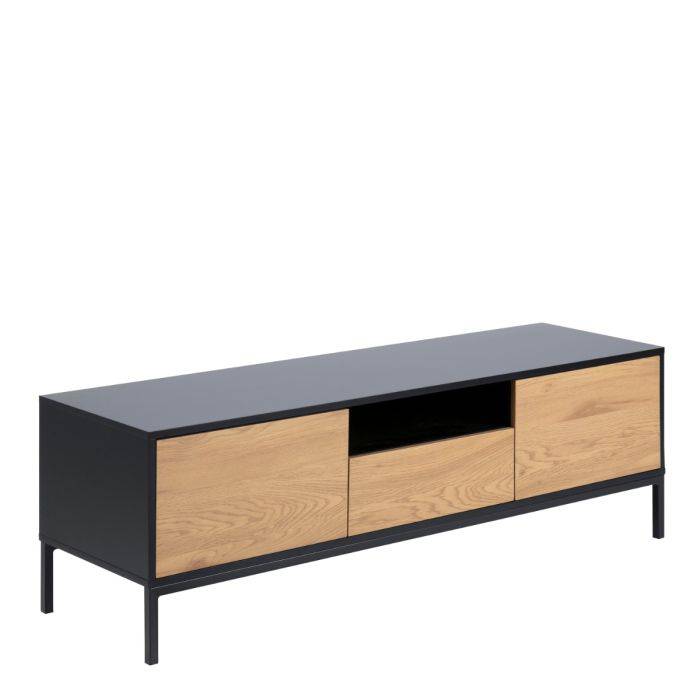 Seaford TV Unit 2 Doors 1 Drawer in Black & Oak - TidySpaces