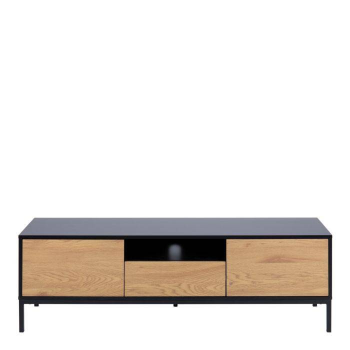 Seaford TV Unit 2 Doors 1 Drawer in Black & Oak - TidySpaces