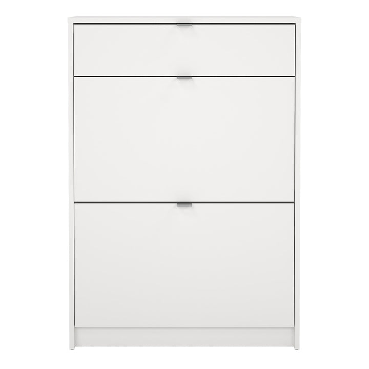 Shoes Shoe Cabinet 2 Flip Down Doors + 1 Drawer in White - TidySpaces