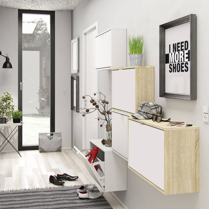 Shoes Shoe cabinet w. 2 tilting doors and 1 layer in White - TidySpaces