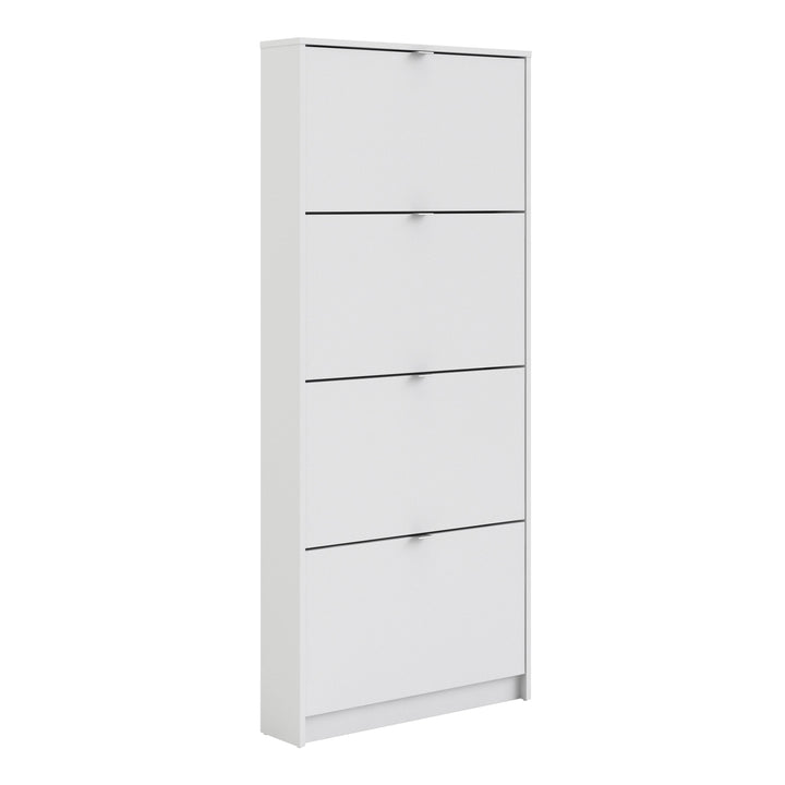 Shoes Shoe cabinet w. 4 tilting doors and 1 layer in White - TidySpaces