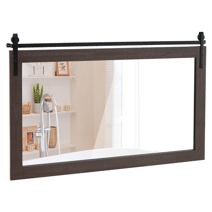 Farmhouse Bathroom Wall Mirro with Fir Wood Frame - TidySpaces