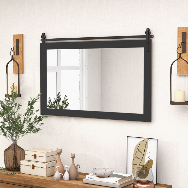 Farmhouse Bathroom Wall Mirro with Fir Wood Frame - TidySpaces