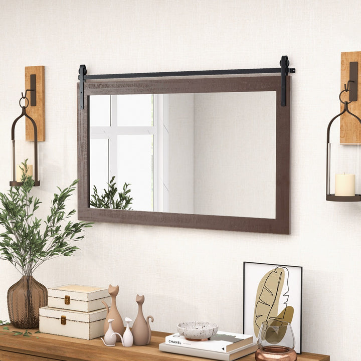 Farmhouse Bathroom Wall Mirro with Fir Wood Frame - TidySpaces