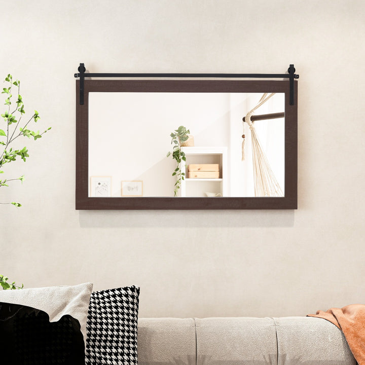 Farmhouse Bathroom Wall Mirro with Fir Wood Frame - TidySpaces