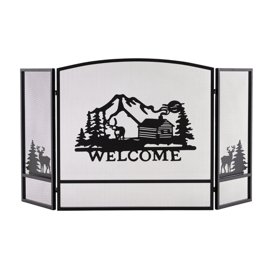 55 x 29.5 Inch Fireplace Screen with Natural Scenery and Moose Pattern - TidySpaces