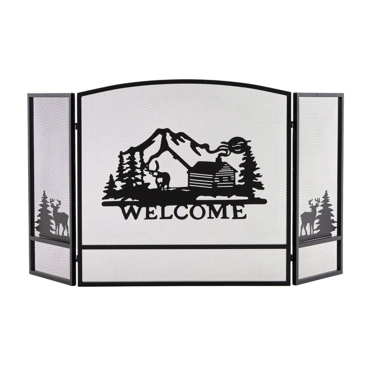 55 x 29.5 Inch Fireplace Screen with Natural Scenery and Moose Pattern - TidySpaces