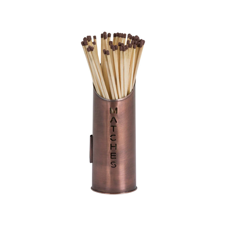 Copper Finish Logs And Kindling Buckets & Matchstick Holder - TidySpaces