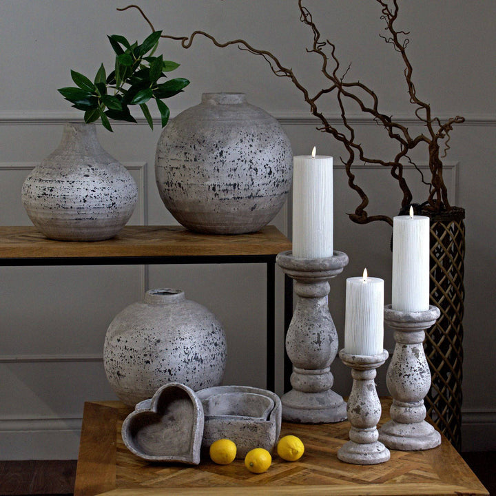 Large Stone Ceramic Candle Holder - TidySpaces