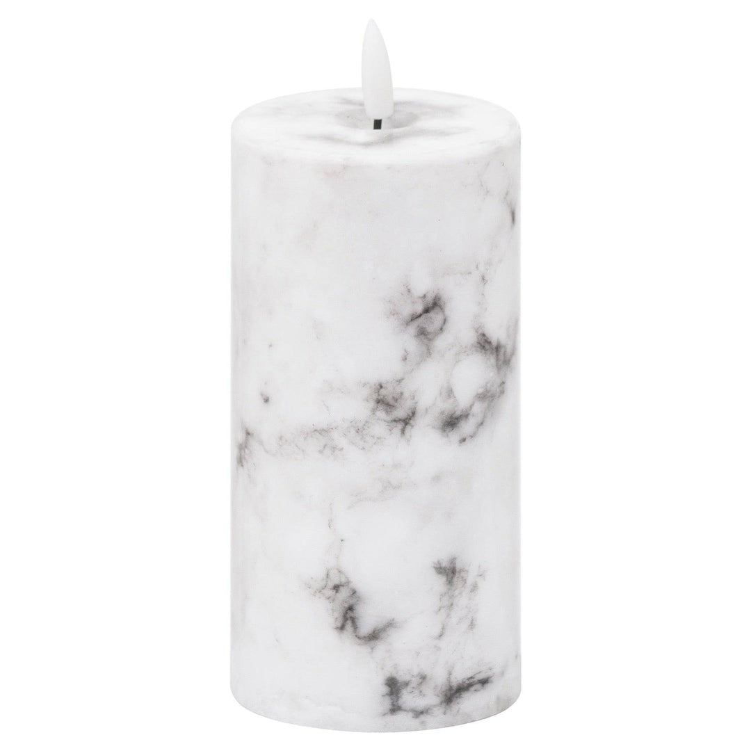 Luxe Collection Natural Glow 3x6 Marble Effect LED Candle WHITE PLASTIC - TidySpaces