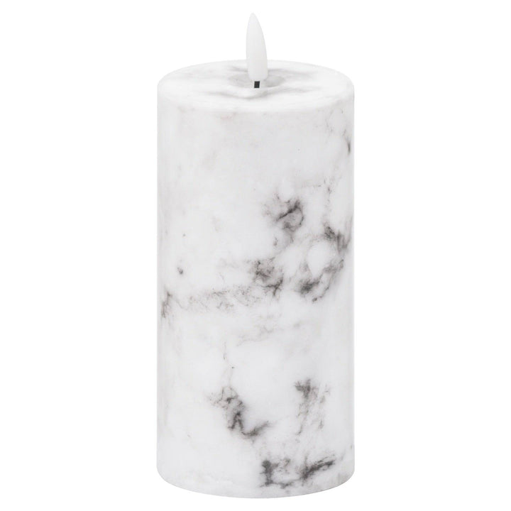Luxe Collection Natural Glow 3x6 Marble Effect LED Candle WHITE PLASTIC - TidySpaces