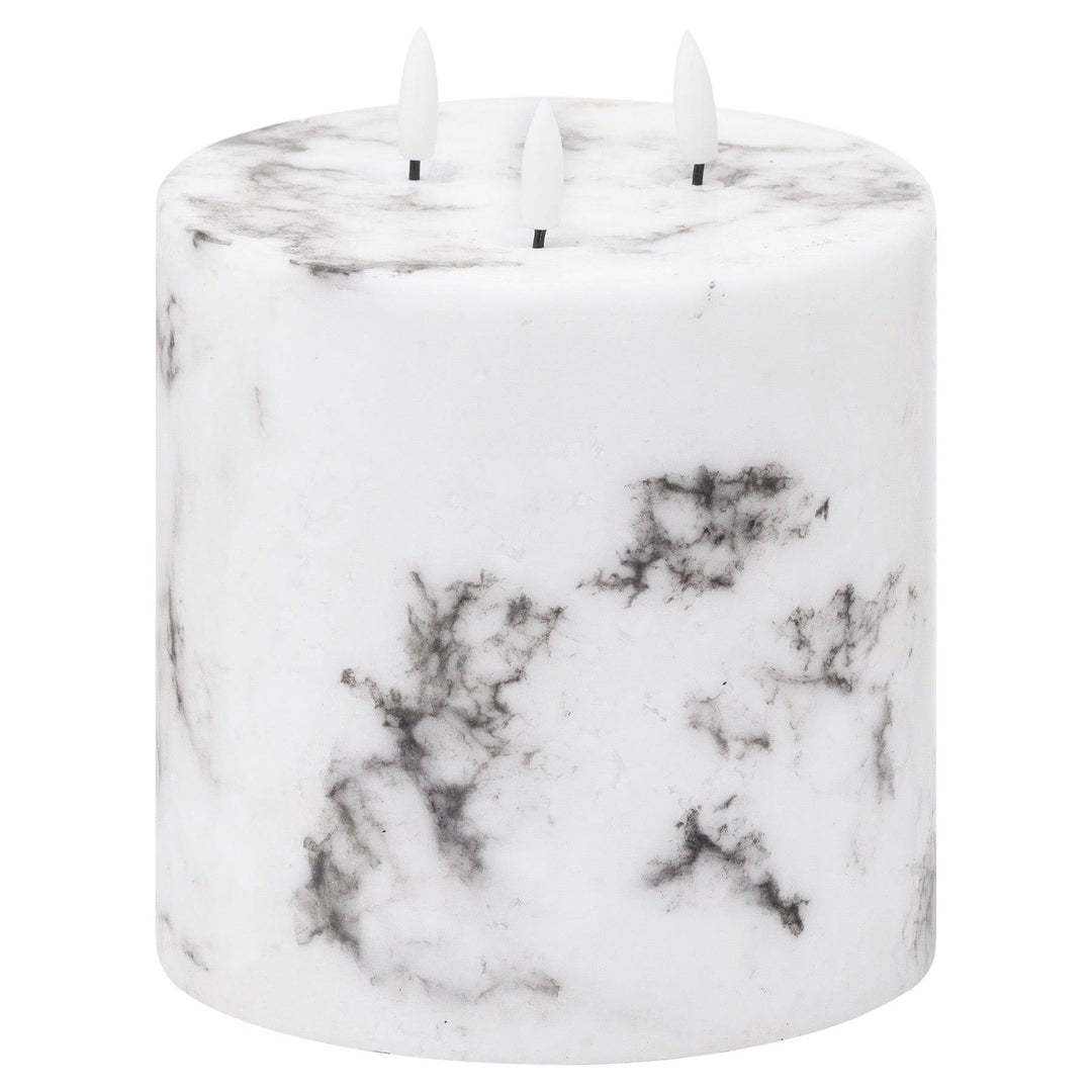 Luxe Collection Natural Glow 6x6 Marble Effect LED Candle WHITE PLASTIC - TidySpaces