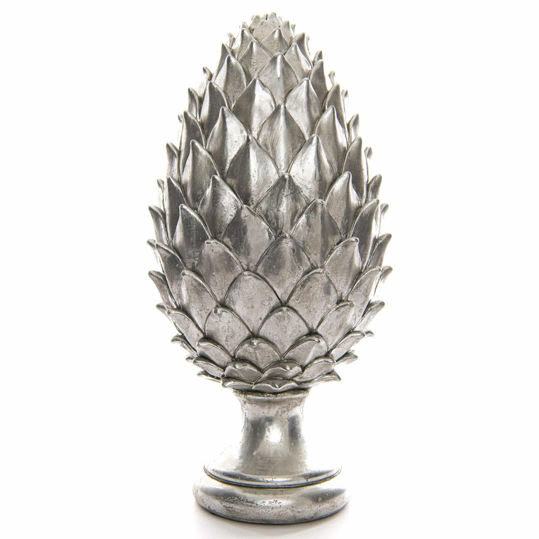 Tall Large Silver Pinecone Finial SILVER CERAMIC - TidySpaces