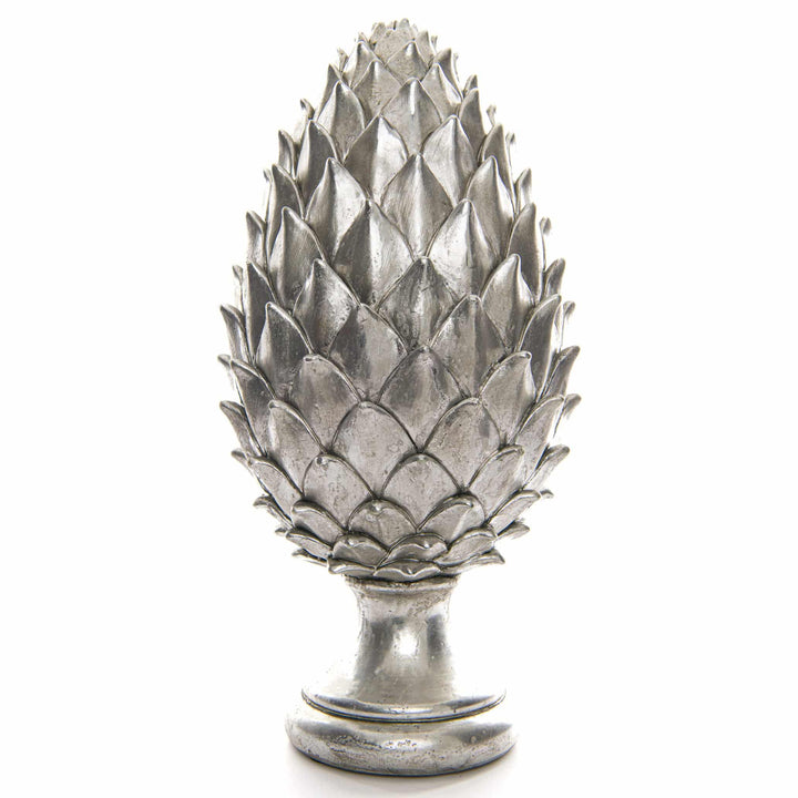 Tall Large Silver Pinecone Finial SILVER CERAMIC - TidySpaces