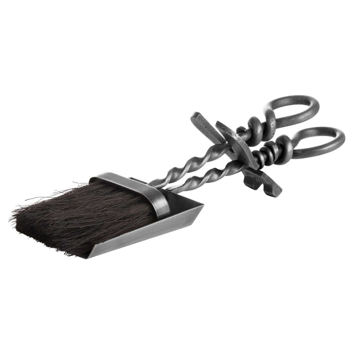 Silver Hearth Tidy Set With Hand Turned Loop Handle SILVER STEEL - TidySpaces