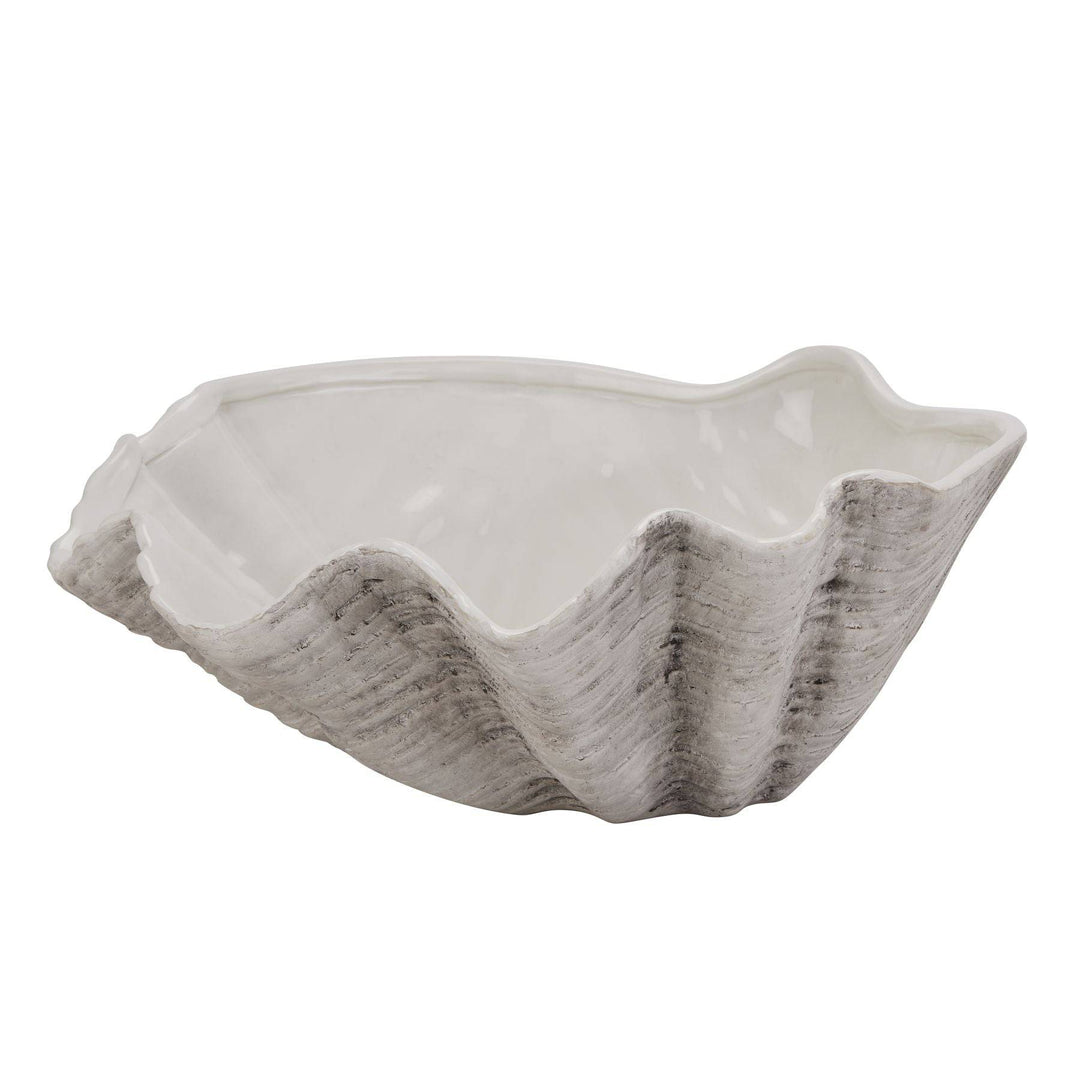 Large Ceramic Adele Shell Bowl WHITE CERAMIC - TidySpaces