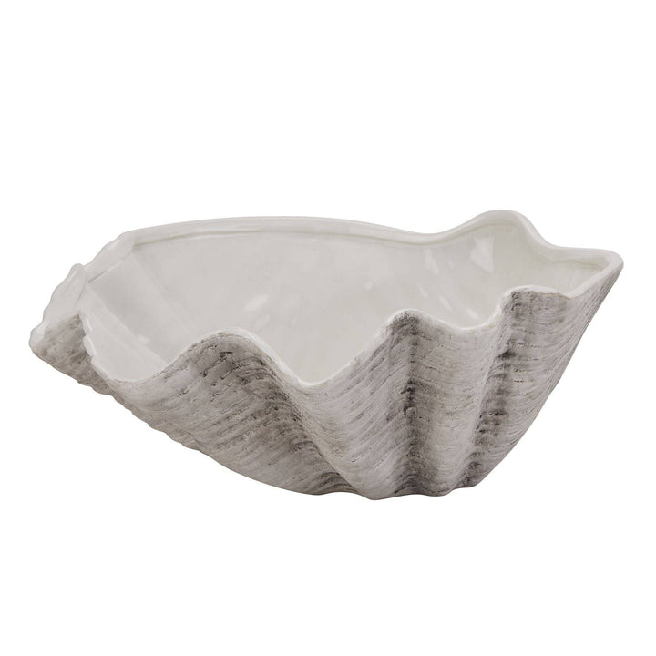 Large Ceramic Adele Shell Bowl WHITE CERAMIC - TidySpaces