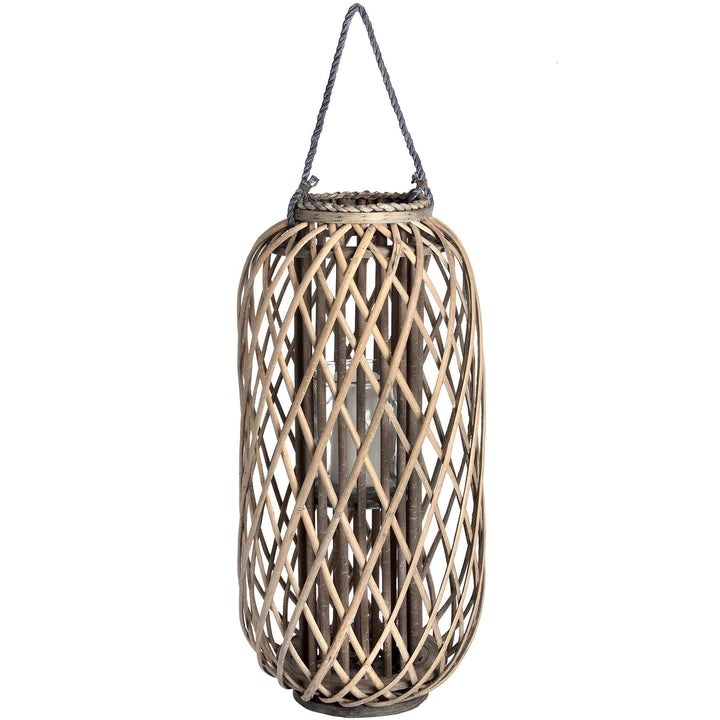 Large Standing Wicker Lantern BROWN WICKER - TidySpaces