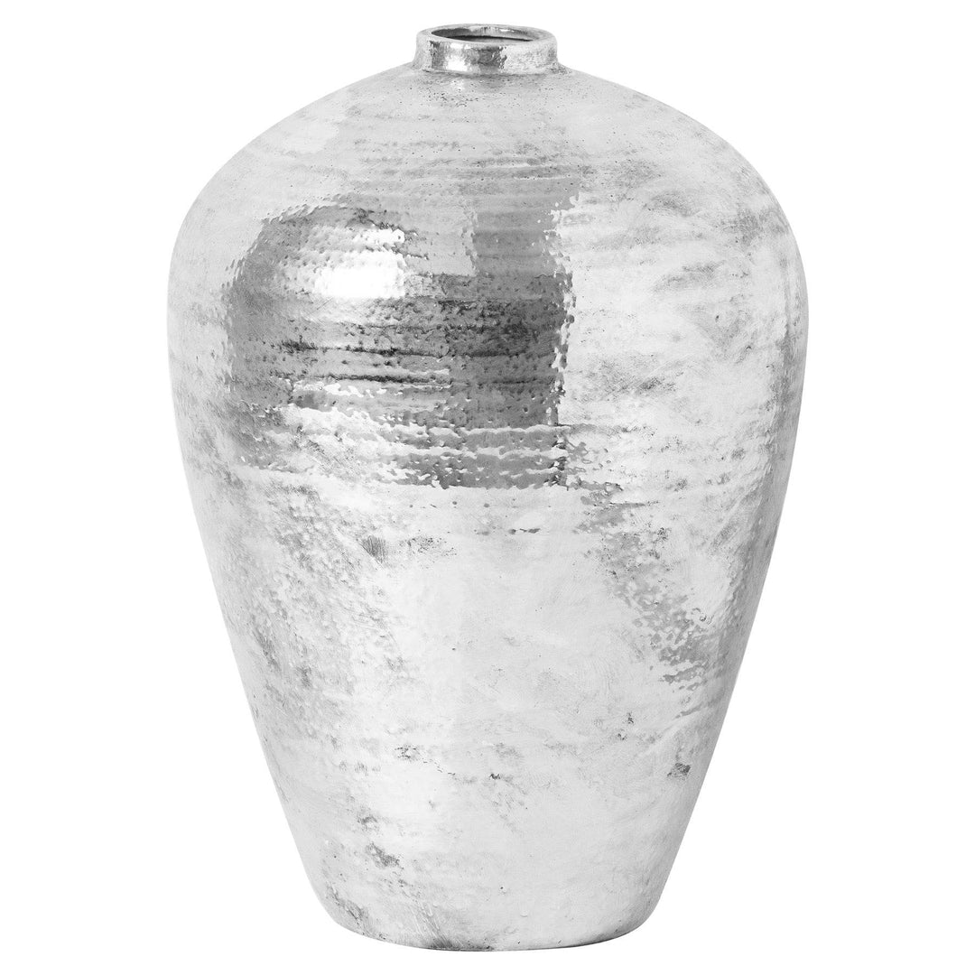 Large Hammered Silver Astral Vase SILVER CERAMIC - TidySpaces