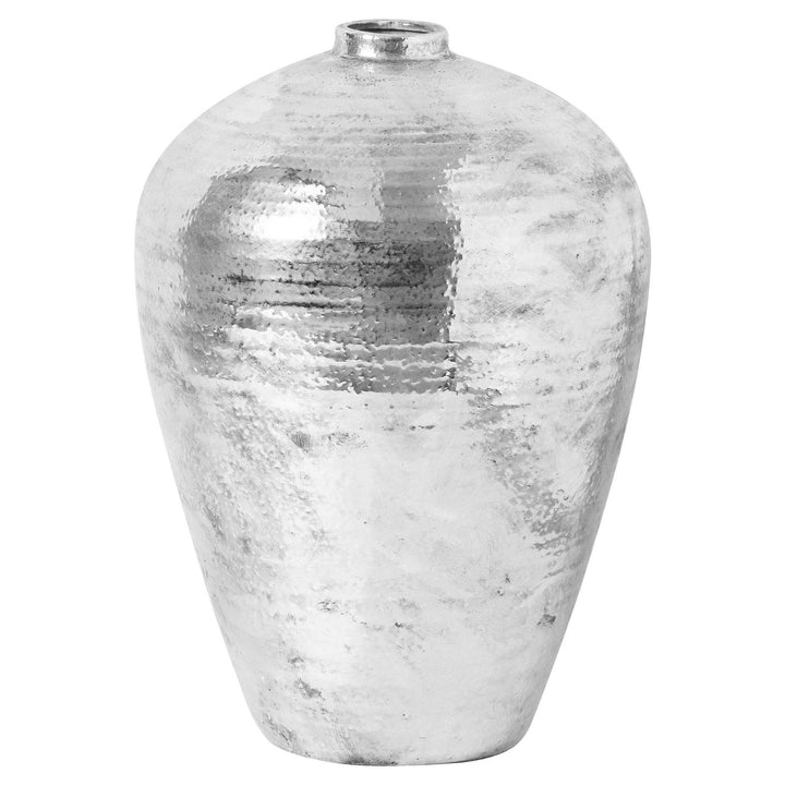 Large Hammered Silver Astral Vase SILVER CERAMIC - TidySpaces