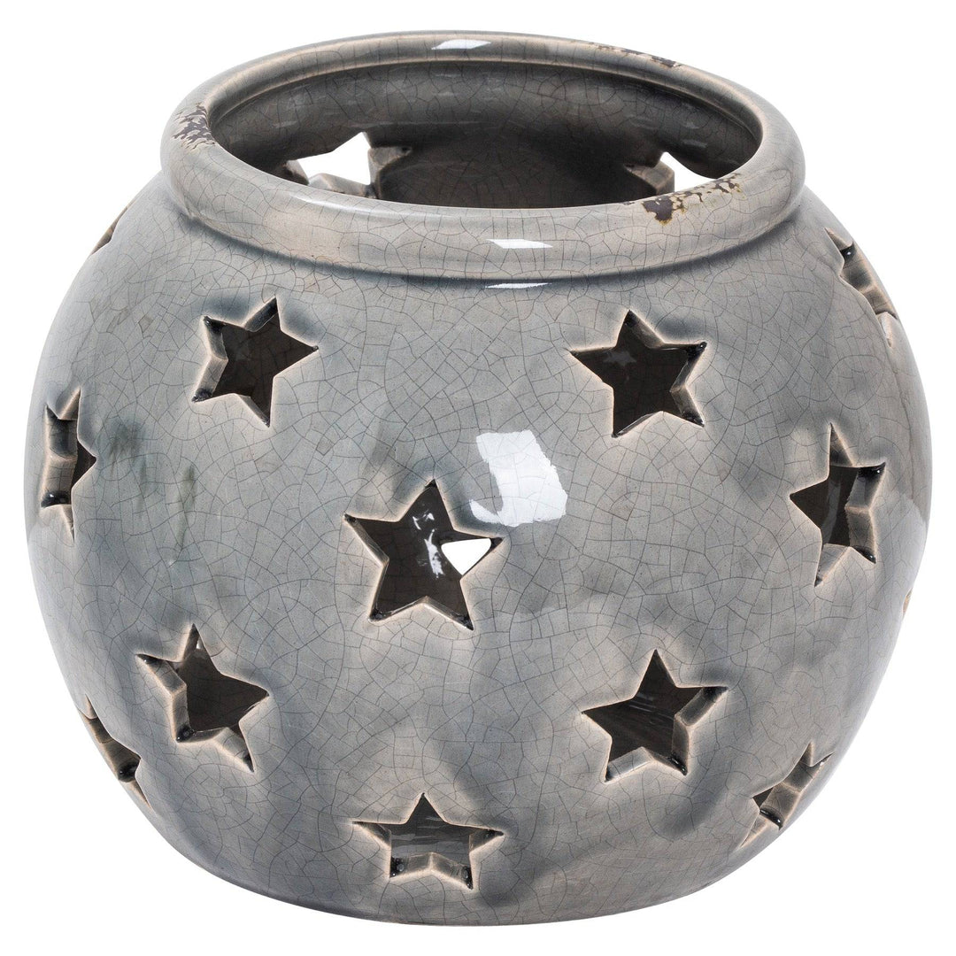 Garda Large Star Candle Lantern GREY CERAMIC - TidySpaces