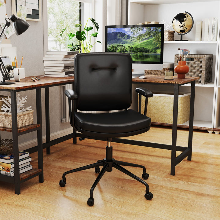 Home Office Small Desk Chair with Adjustable Height Wheels - TidySpaces