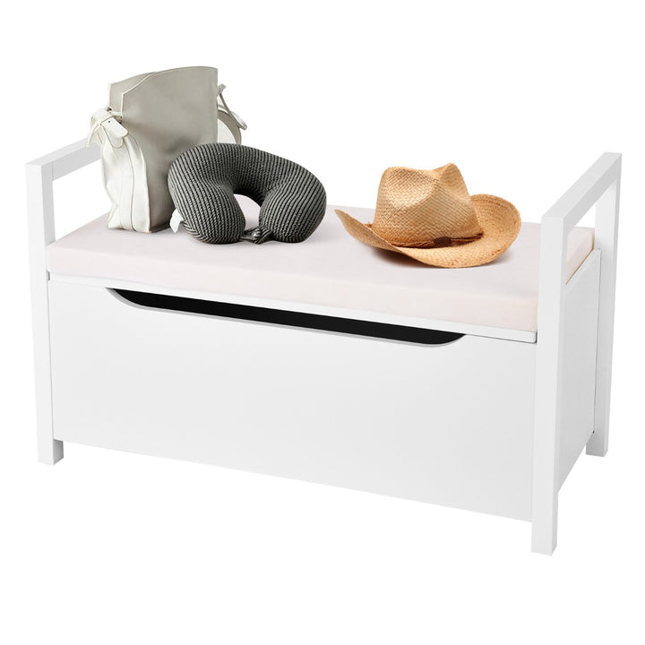 2 in 1 Wooden Shoe Changing Bench with Storage Space White - TidySpaces