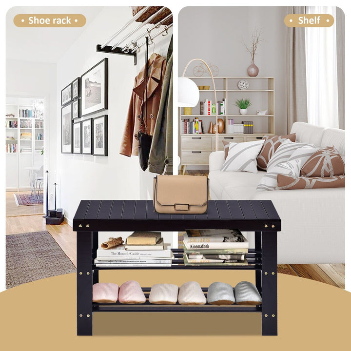 3 Tier Bamboo Shoe Bench for Entryway - TidySpaces