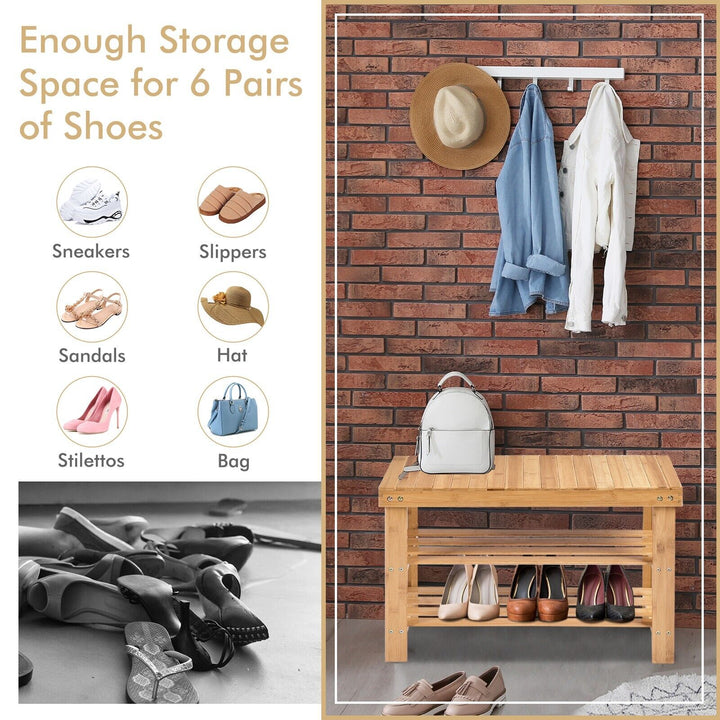3 Tier Bamboo Shoe Bench for Entryway - TidySpaces