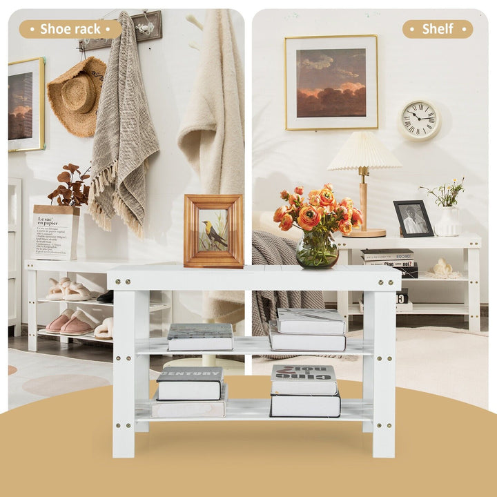 3 Tier Bamboo Shoe Bench for Entryway - TidySpaces