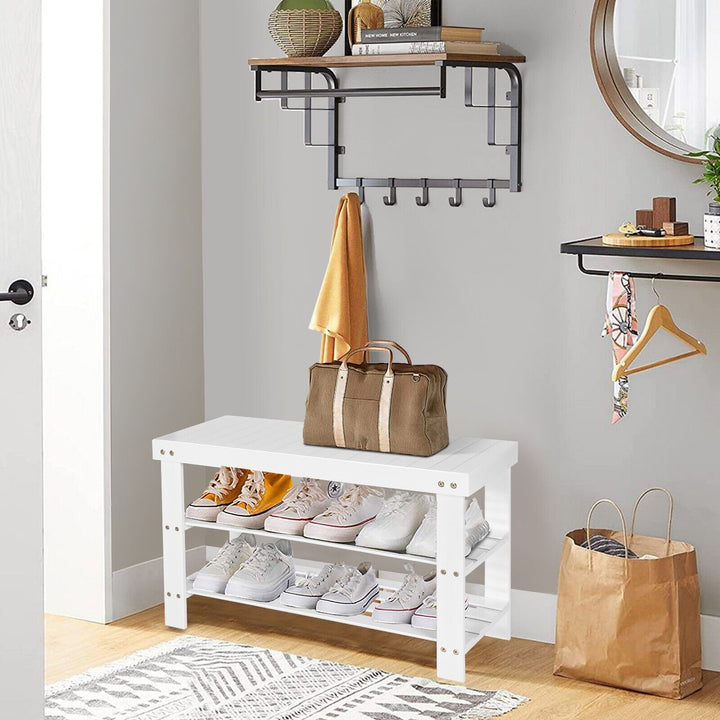 3 Tier Bamboo Shoe Bench for Entryway - TidySpaces