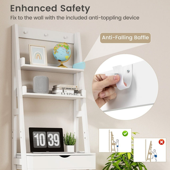 Vanity Desk Set with Flip Top Mirror and Hooks-White