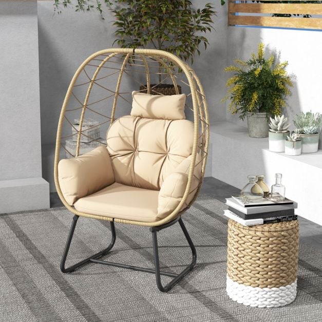 Indoor Outdoor Lounge Chair with Comfy Cushions and Sturdy Metal Frame - TidySpaces