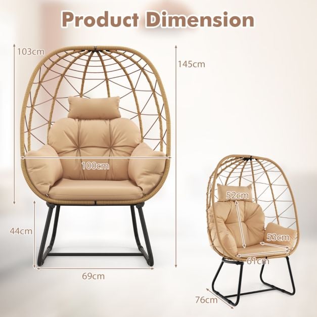 Indoor Outdoor Lounge Chair with Comfy Cushions and Sturdy Metal Frame - TidySpaces