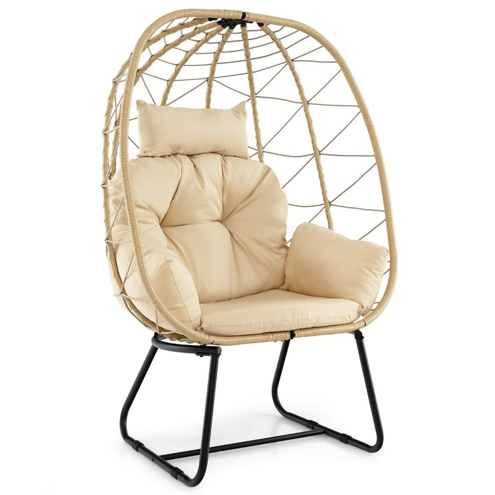 Indoor Outdoor Lounge Chair with Comfy Cushions and Sturdy Metal Frame Beige - TidySpaces