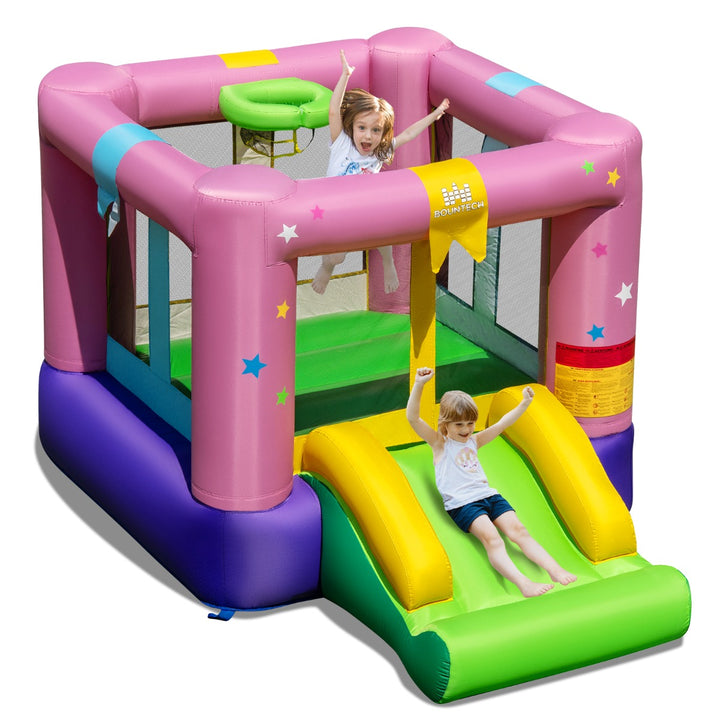 Inflatable Bounce House with Slide & Basketball Rim