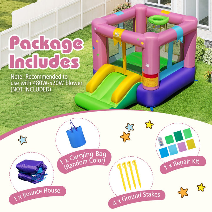 Inflatable Bounce House with Slide & Basketball Rim