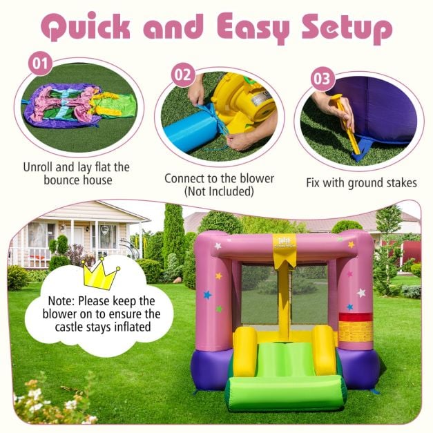 Inflatable Bounce House with Slide & Basketball Rim
